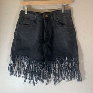 LaiyiVic Jean Shorts for Women Frayed Raw Hem Ripped High Waisted Denim Shorts M